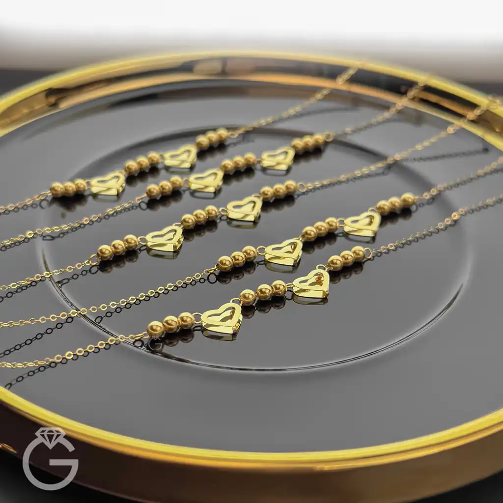 دستبند طلای قلب و گوی (12) دستبند طلای قلب و گوی