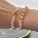 دستبند مروارید و گوی طلا