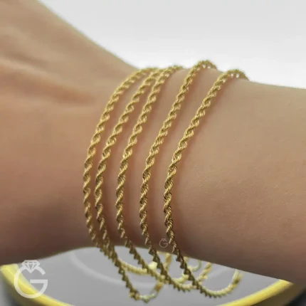 دستبند طلای طنابی قطر 2.5 میل