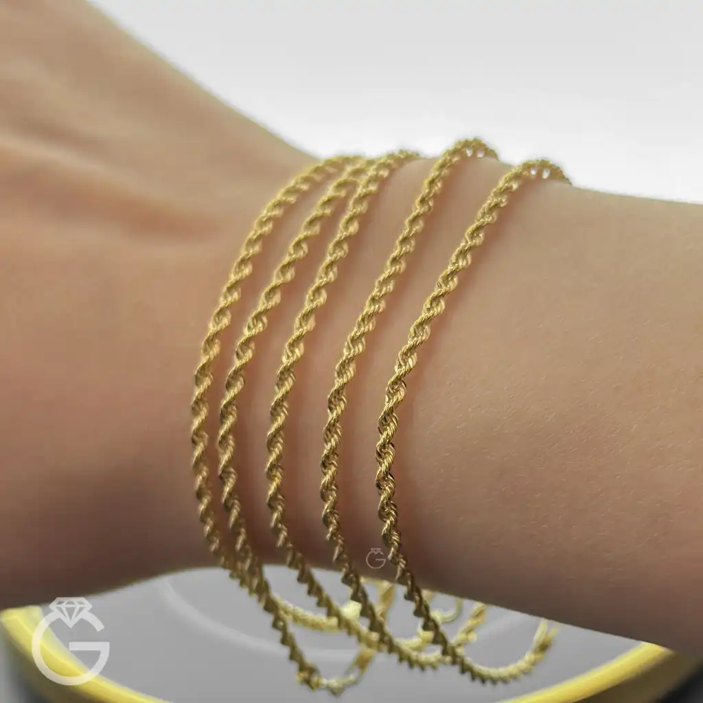 دستبند طلای طنابی قطر 2.5 میل دستبند طلای طنابی قطر 2.5 میل