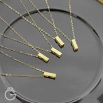 گردنبند طلای مستطیل سه بعدی