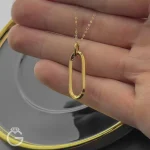 آویز طلای بیضی بزرگ ساده کد 34028