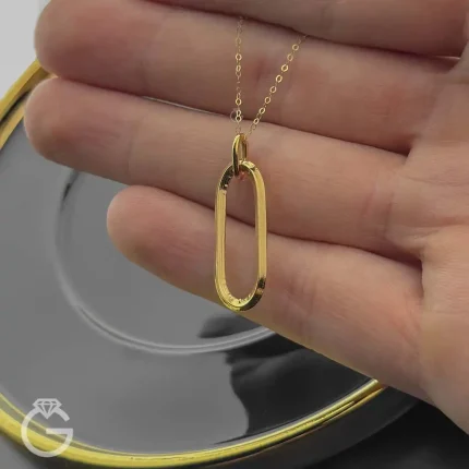 آویز طلای بیضی بزرگ ساده کد 34028