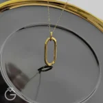 آویز طلای بیضی بزرگ ساده کد 34028