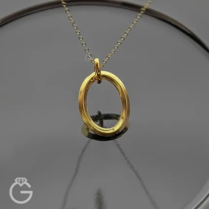 آویز طلای بیضی ساده کد 33837