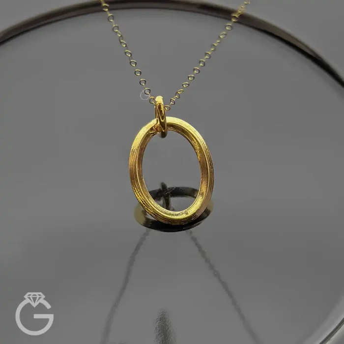 آویز طلای بیضی ساده کد 33837