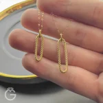 آویز طلای بیضی کد 34140