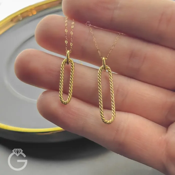 آویز طلای بیضی کد 34140