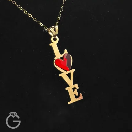 آویز طلای سواروسکی Love قرمز