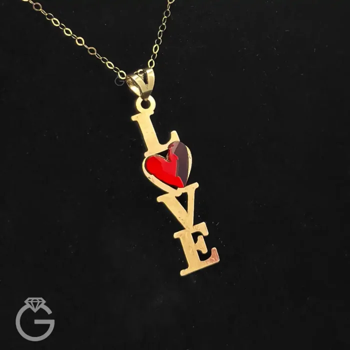 آویز طلای سواروسکی Love قرمز