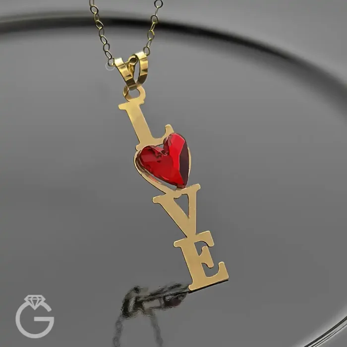 آویز طلای سواروسکی Love قرمز