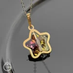 آویز طلای سواروسکی طرح ستاره هفت رنگ تیره