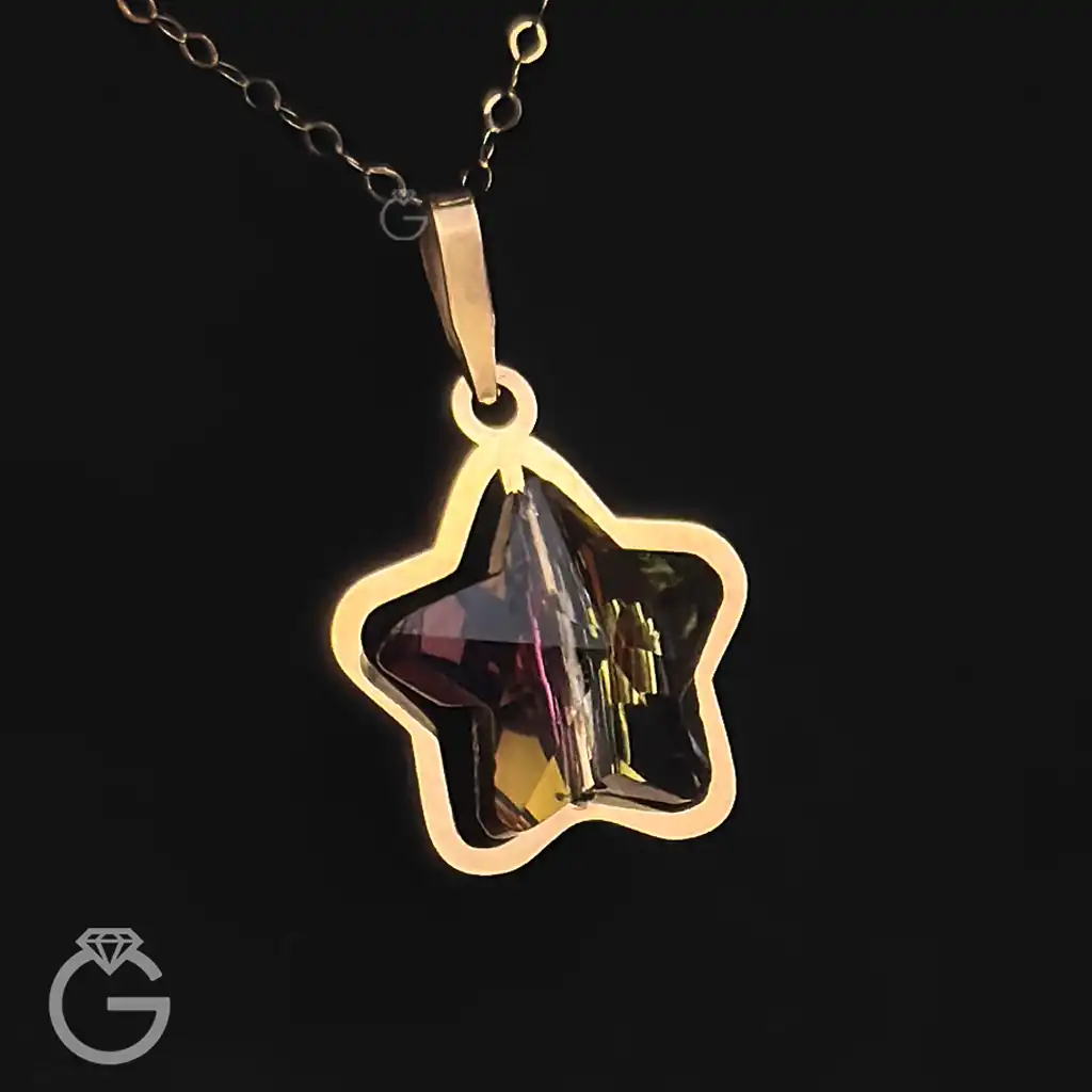 آویز طلای سواروسکی طرح ستاره هفت رنگ تیره (3) آویز طلای سواروسکی طرح ستاره هفت رنگ تیره