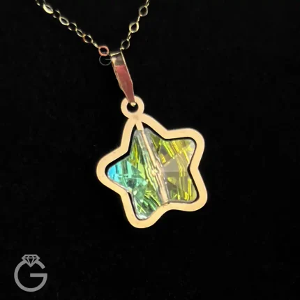 آویز طلای سواروسکی طرح ستاره هفت رنگ روشن