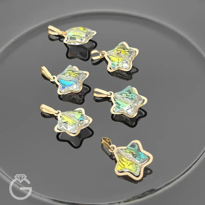 آویز طلای سواروسکی طرح ستاره هفت رنگ روشن