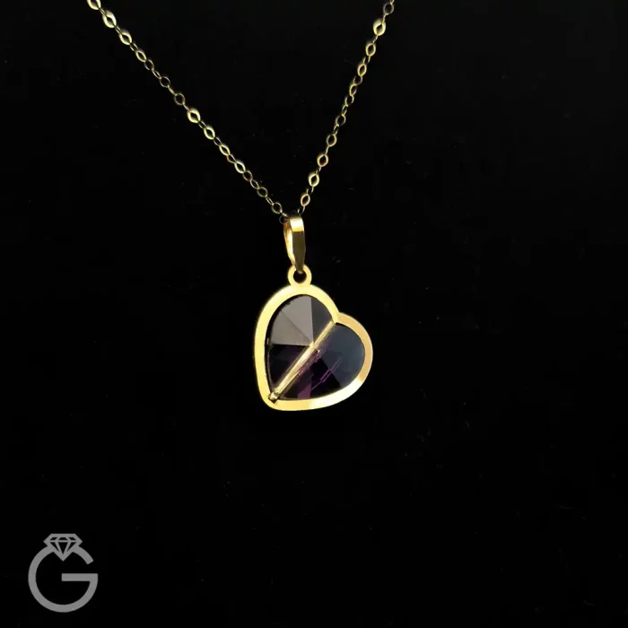 آویز طلای سواروسکی قلب هفت رنگ تیره