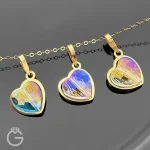 آویز طلای سواروسکی قلب هفت رنگ روشن