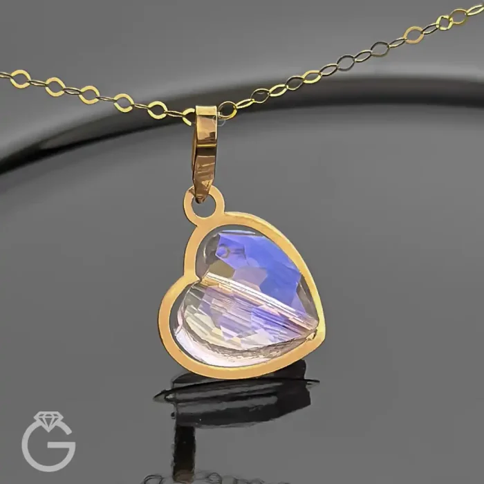 آویز طلای سواروسکی قلب هفت رنگ روشن