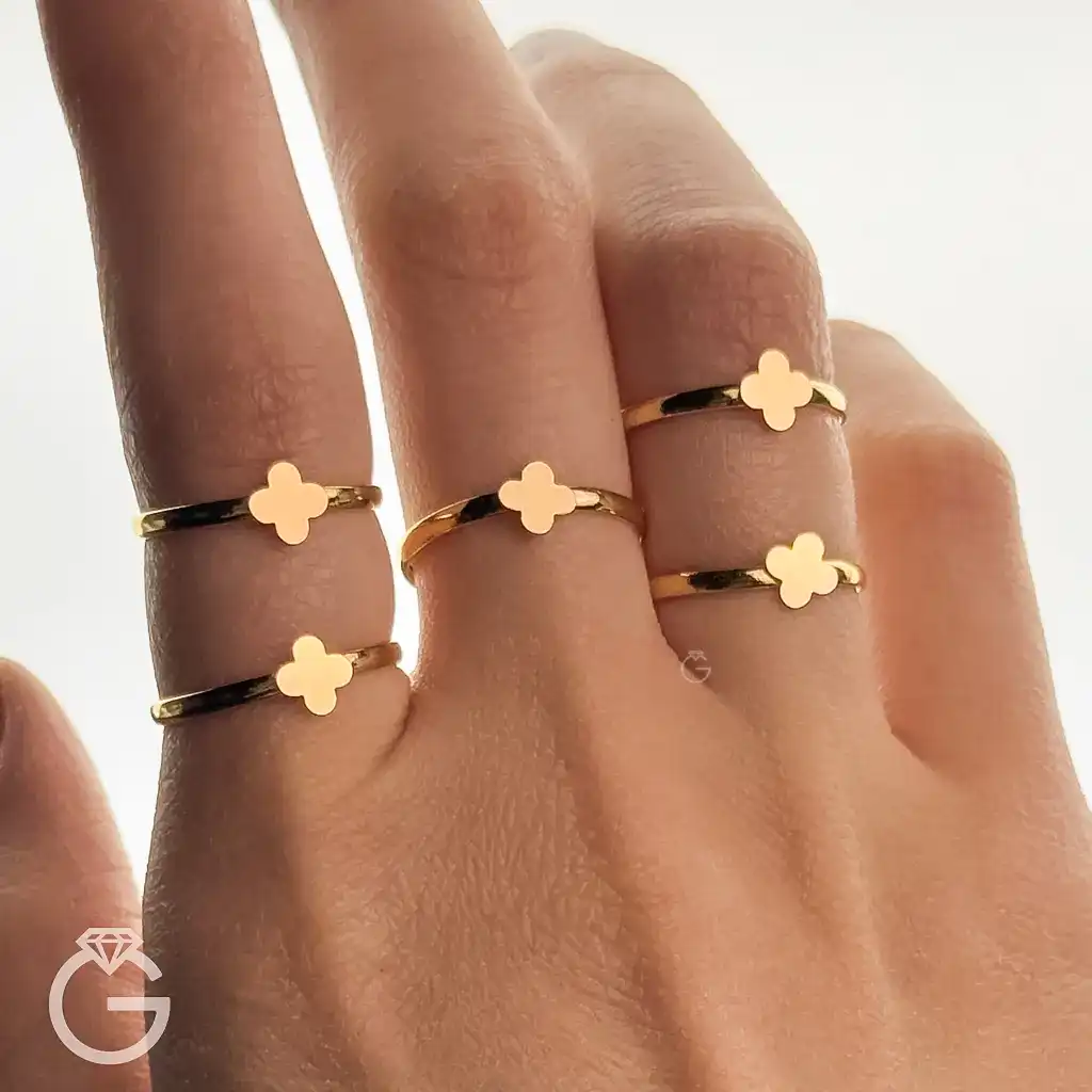 انگشتر طلای مینیمال گل کد 33965 (10) انگشتر طلای مینیمال گل کد 33965