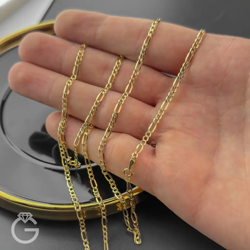 زنجیر طلای فیگارو قطر 3 (1) زنجیر طلای فیگارو قطر 3