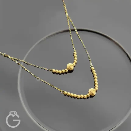 گردنبند طلای دو رج گوی لوکس