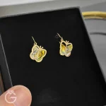 گوشواره طلای سواروسکی پروانه هفت رنگ عصایی