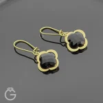 گوشواره طلای سواروسکی گل مشکی عصایی