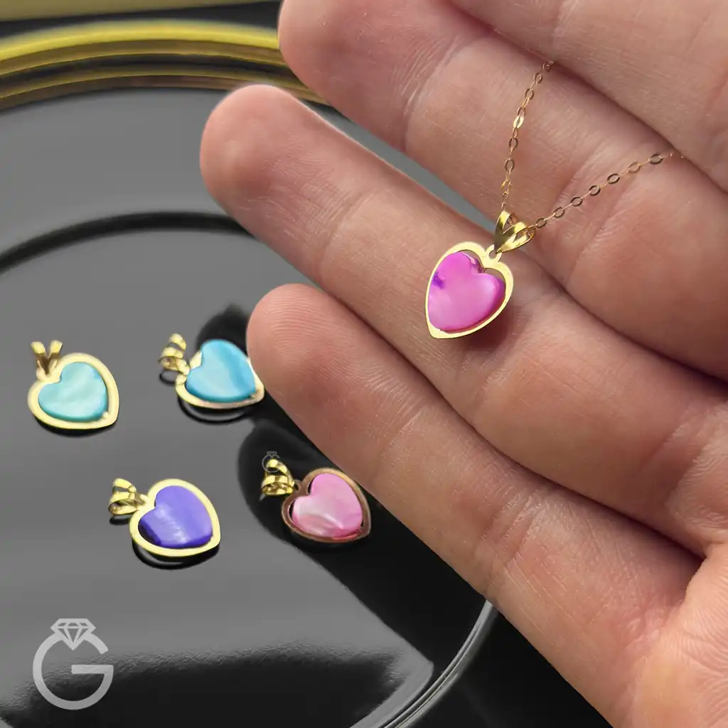 آویز طلا قلب اپال (2) آویز طلا قلب اپال