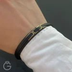 دستبند طلا چرم اسپرت 35991