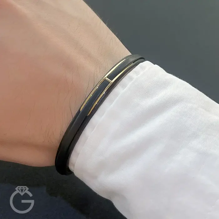 دستبند طلا چرم اسپرت 35995