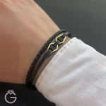 دستبند طلا چرم اسپرت کد 35984