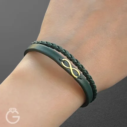 دستبند طلا چرم بینهایت کد 36258