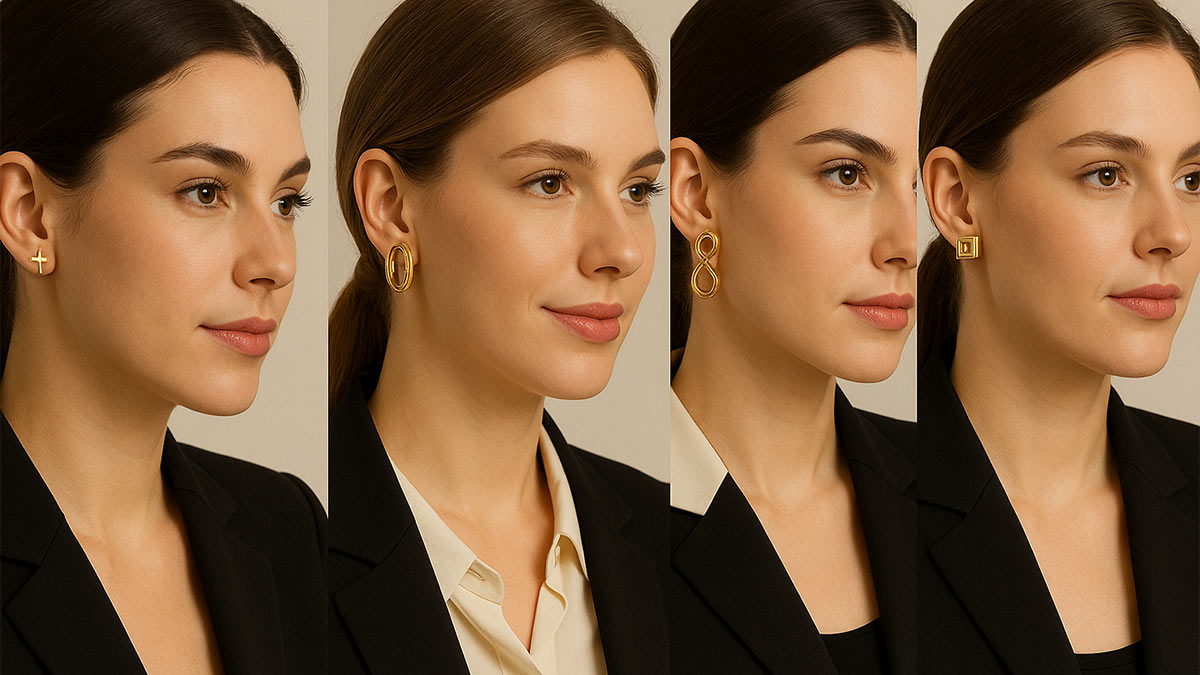 راهنمای خرید گوشواره طلا زنانه برای تیپ رسمی