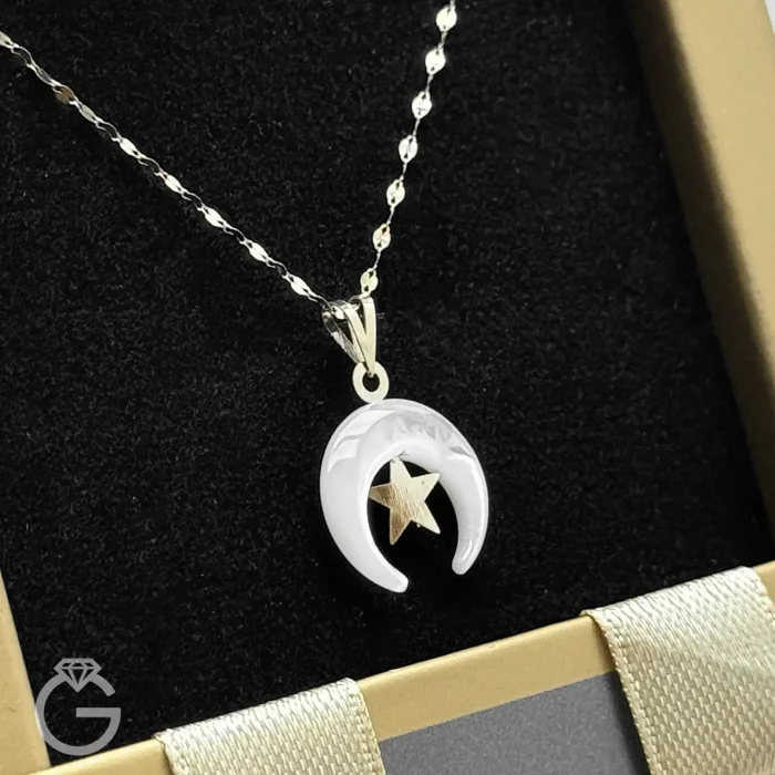 آویز طلای ماه و ستاره صدفی