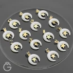 آویز طلای ماه و ستاره صدفی