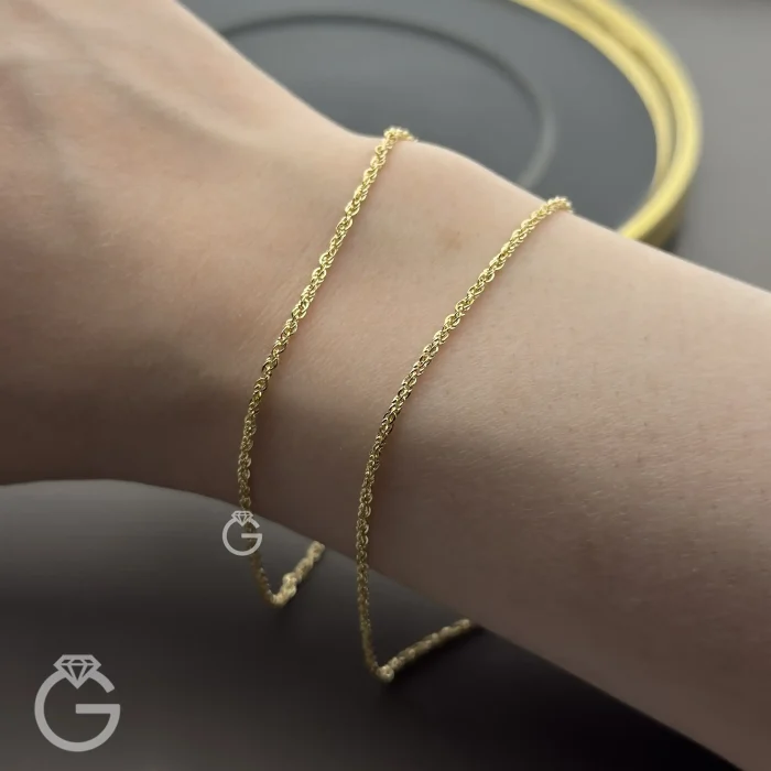 دستبند طلای طنابی قطر 2