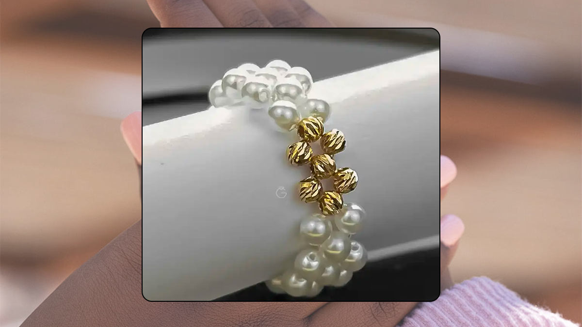 انگشتر مروارید و گوی طلا، ترکیبی از ظرافت و شکوه