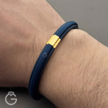 دستبند طلا و چرمی اسپرت