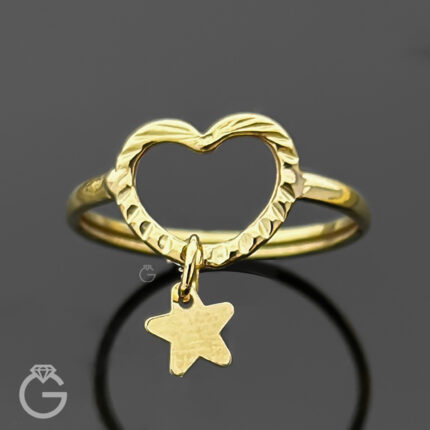 انگشتر طلای قلب با آویز ستاره