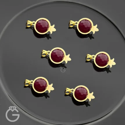 آویز طلای انار با سنگ عقیق