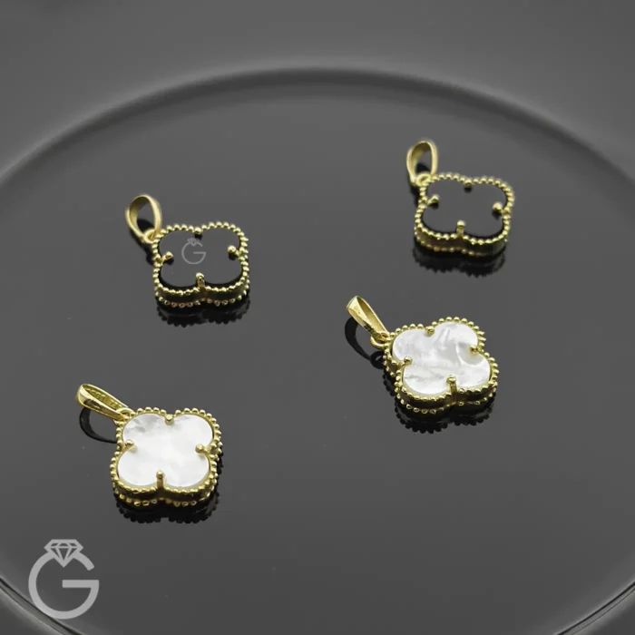 آویز طلای ونکلیف اونیکس و صدف