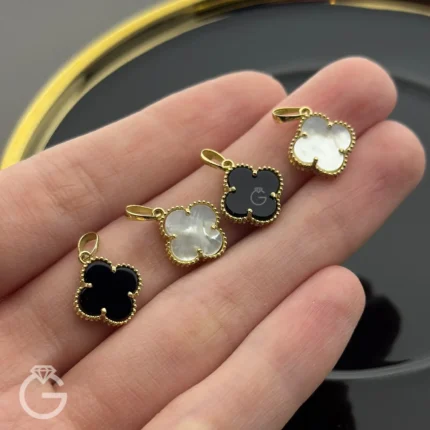 آویز طلای ونکلیف اونیکس و صدف