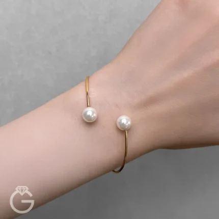 دستبند طلای بنگل مرواریدی