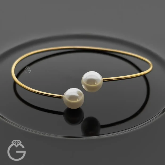 دستبند طلای بنگل مرواریدی