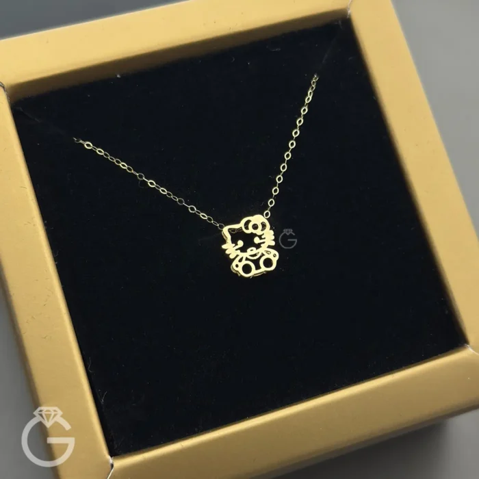 گردنبند طلای کیتی سه بعدی