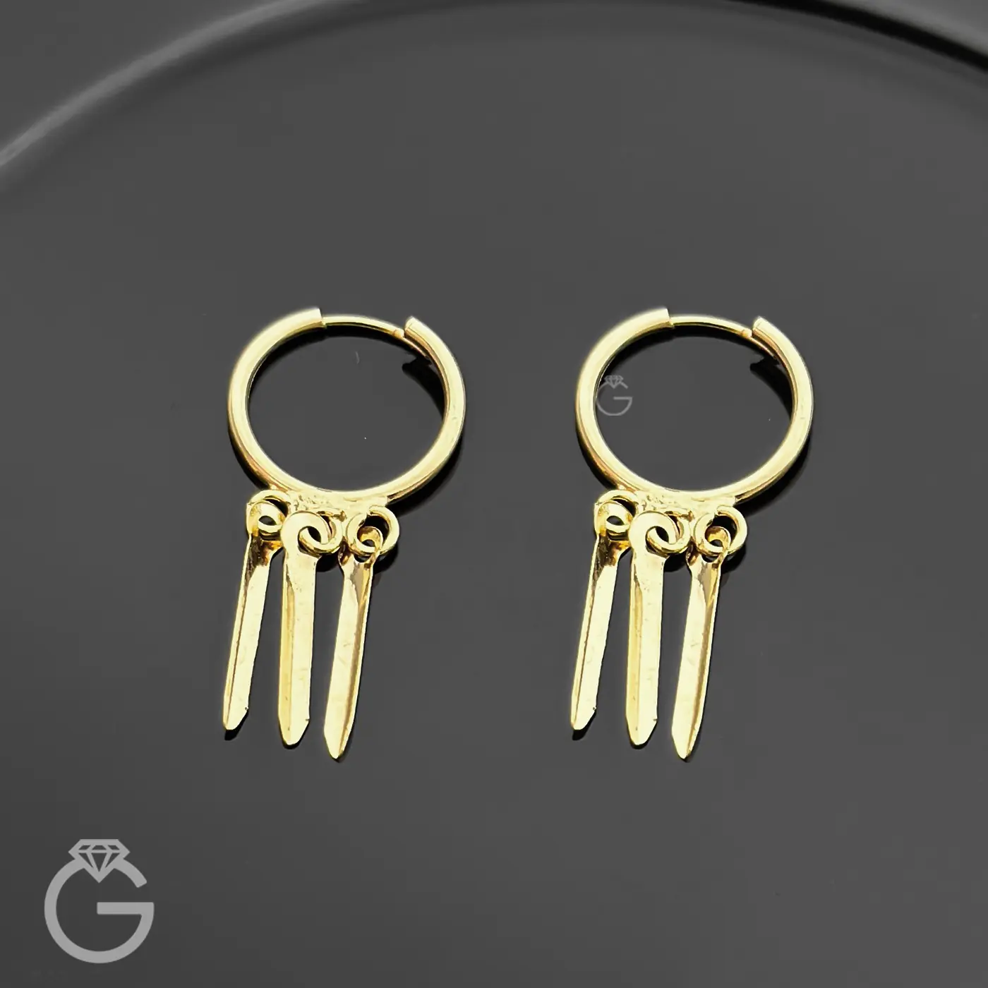 گوشواره طلا روکو همراه با آویز (2) گوشواره طلا روکو همراه با آویز