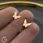 گوشواره طلا پرسنگی طرح پروانه