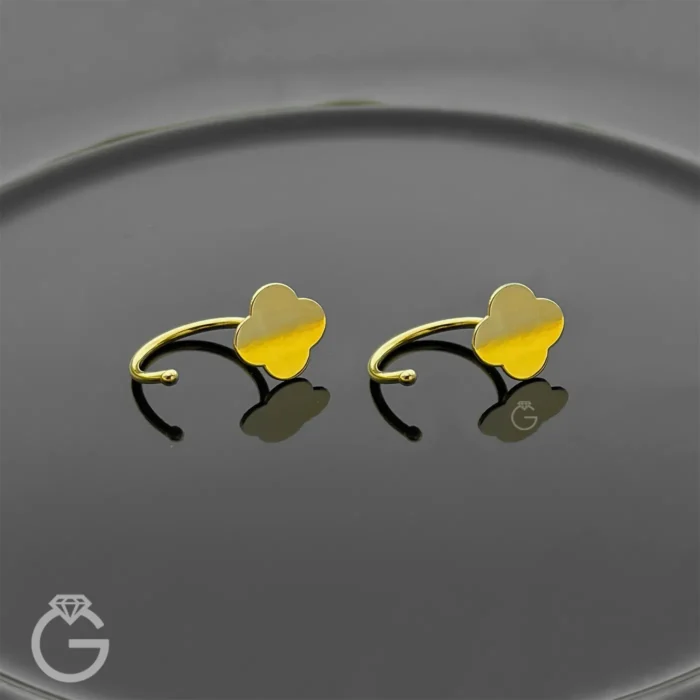 گوشواره طلا پرسنگی طرح گل ونکلیف (6)