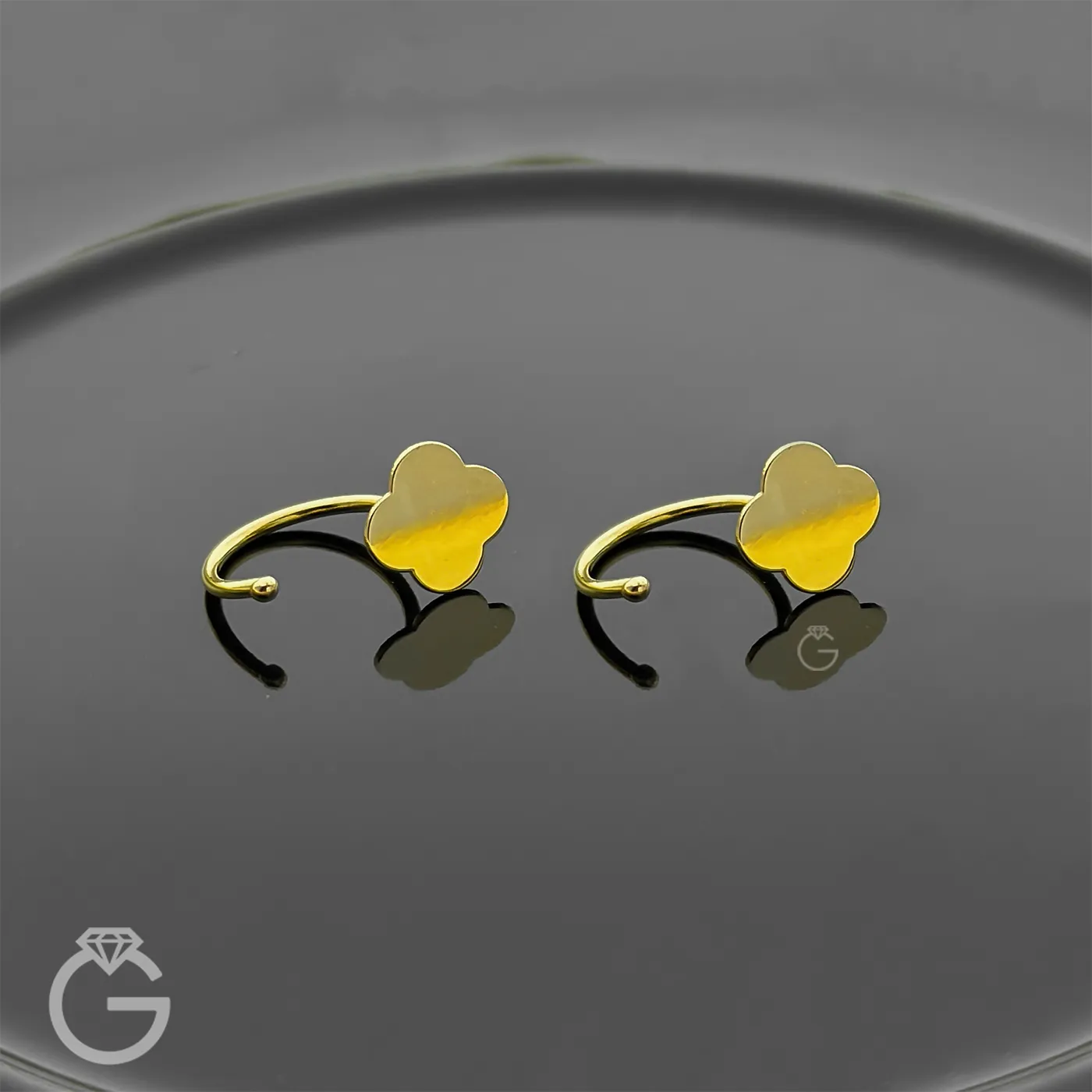 گوشواره طلا پرسنگی طرح گل ونکلیف (6)