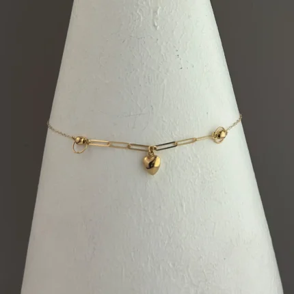 دستبند طلای قلب و هرمس و گوی